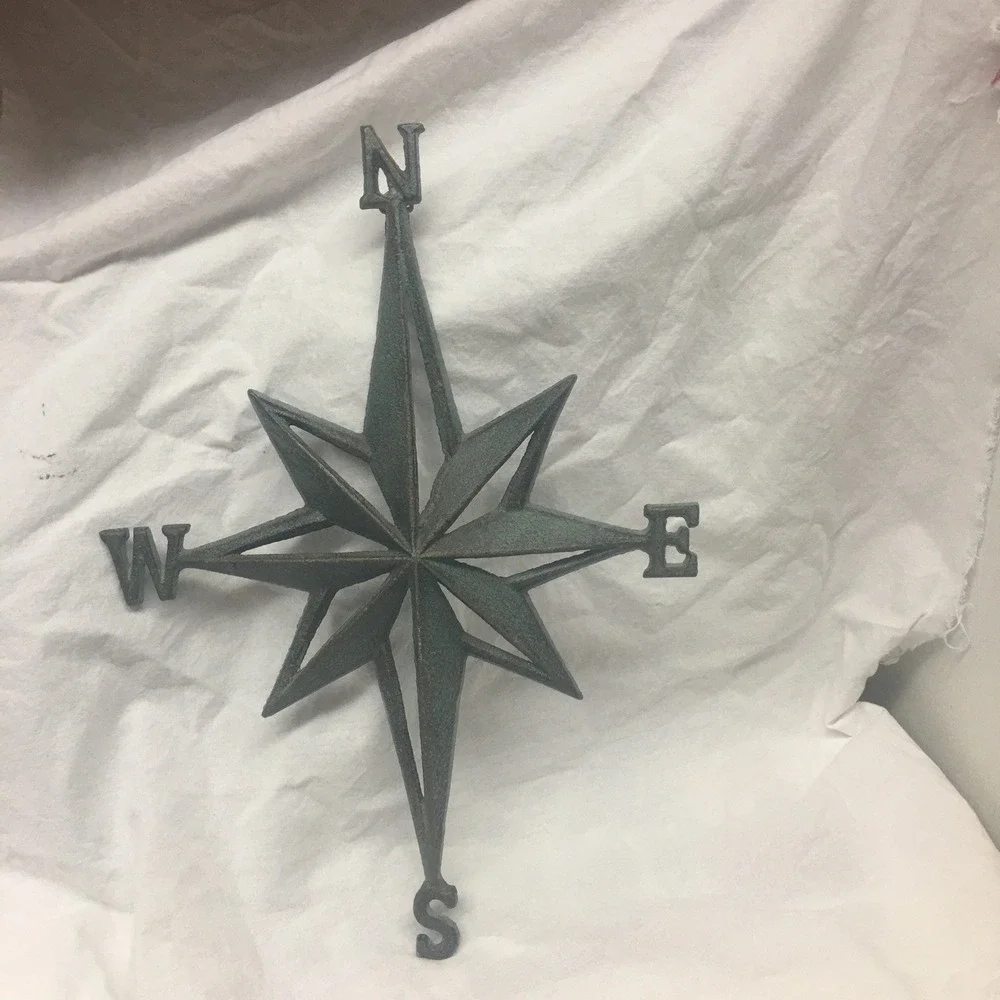 Iron Metal Mariner's Compass Rose Star Wall Decor Nautical Hanging Decor 15
